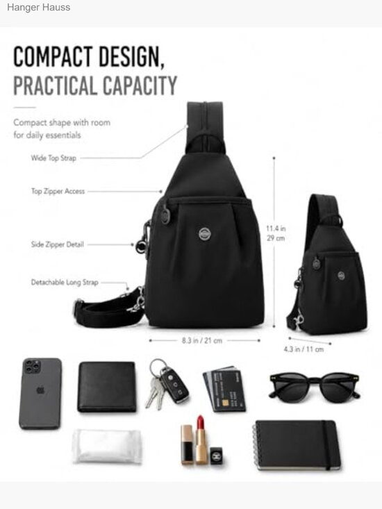 Water-Resistant Convertible Sling Backpack for Women, Lightweight Travel Chest main image 4